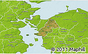 Satellite 3D Map of Ejby, physical outside