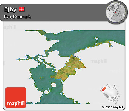 Satellite 3D Map of Ejby, single color outside