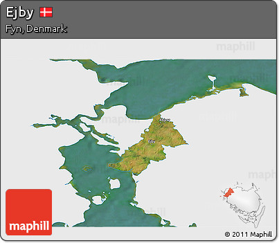 Satellite 3D Map of Ejby, single color outside