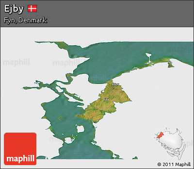 Satellite 3D Map of Ejby, single color outside