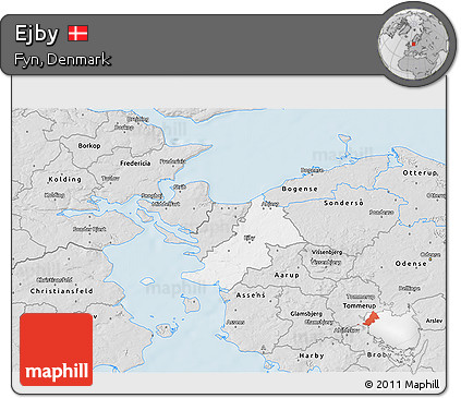 Silver Style 3D Map of Ejby