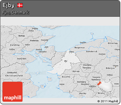Silver Style 3D Map of Ejby