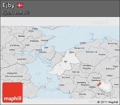 Silver Style 3D Map of Ejby