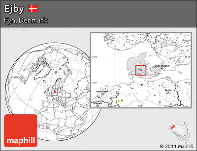 Blank Location Map of Ejby, highlighted country