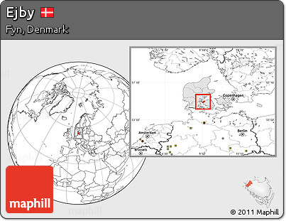 Blank Location Map of Ejby, highlighted country