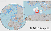Gray Location Map of Ejby, highlighted country, hill shading