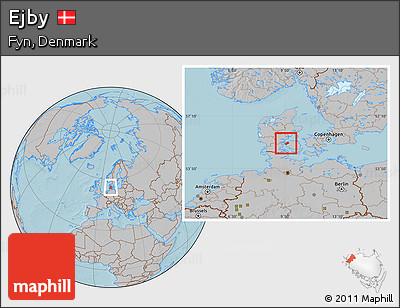 Gray Location Map of Ejby, hill shading
