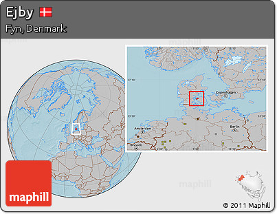 Gray Location Map of Ejby, hill shading