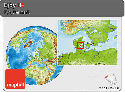 Physical Location Map of Ejby, within the entire country