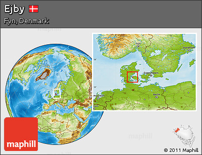 Physical Location Map of Ejby, within the entire country