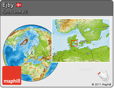 Physical Location Map of Ejby, within the entire country