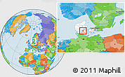Political Location Map of Ejby, highlighted country, within the entire country