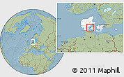 Savanna Style Location Map of Ejby, highlighted country, hill shading