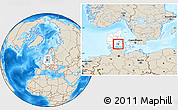 Shaded Relief Location Map of Ejby, highlighted country, within the entire country