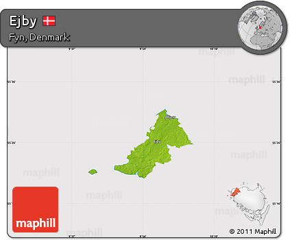 Physical Map of Ejby, cropped outside