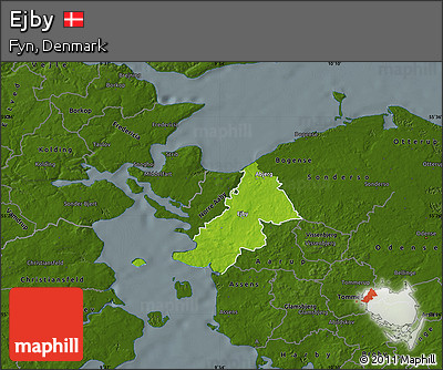 Physical Map of Ejby, darken
