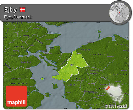 Physical Map of Ejby, darken