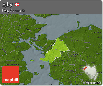 Physical Map of Ejby, darken