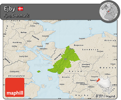 Physical Map of Ejby, shaded relief outside