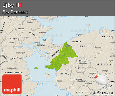 Physical Map of Ejby, shaded relief outside