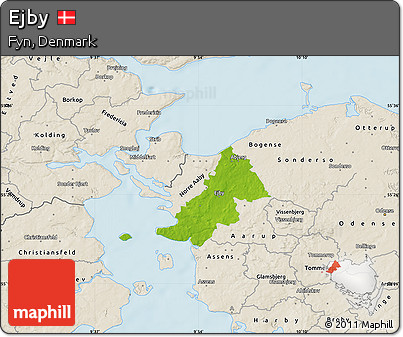 Physical Map of Ejby, shaded relief outside