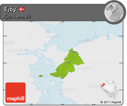 Physical Map of Ejby, single color outside