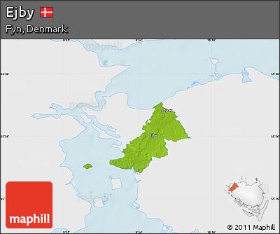 Physical Map of Ejby, single color outside