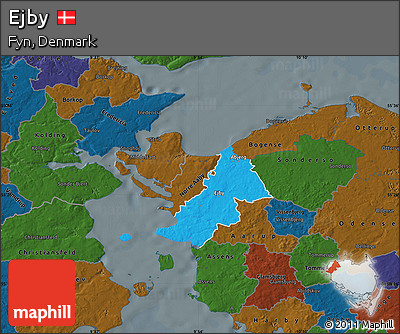 Political Map of Ejby, darken