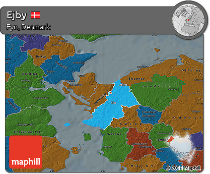 Political Map of Ejby, darken