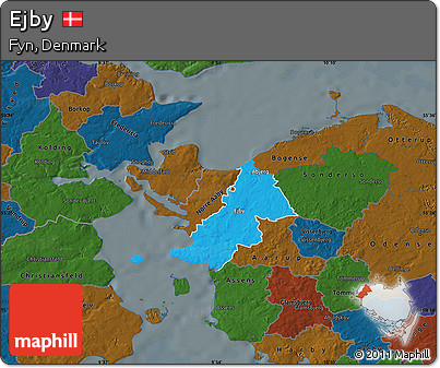 Political Map of Ejby, darken