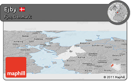 Gray Panoramic Map of Ejby