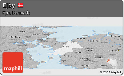 Gray Panoramic Map of Ejby