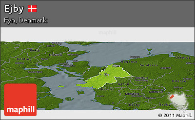 Physical Panoramic Map of Ejby, darken