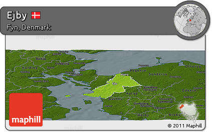 Physical Panoramic Map of Ejby, darken
