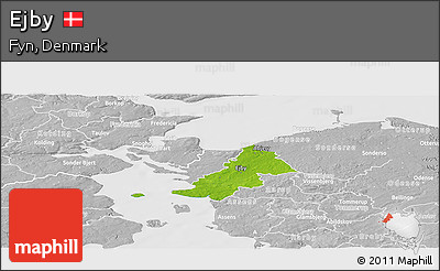 Physical Panoramic Map of Ejby, lighten, desaturated