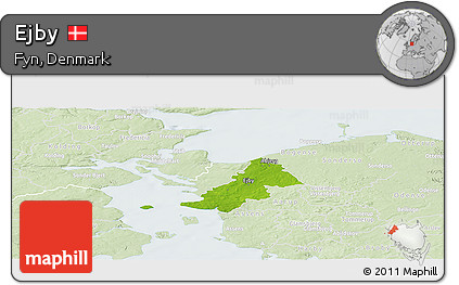 Physical Panoramic Map of Ejby, lighten