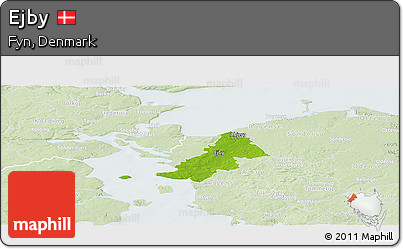 Physical Panoramic Map of Ejby, lighten