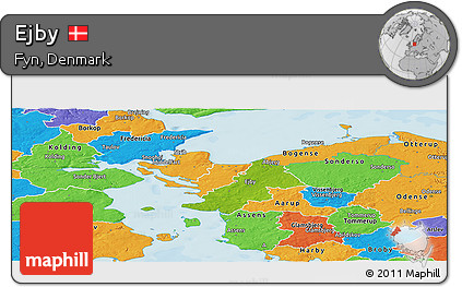 Physical Panoramic Map of Ejby, political outside