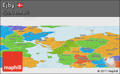 Physical Panoramic Map of Ejby, political outside