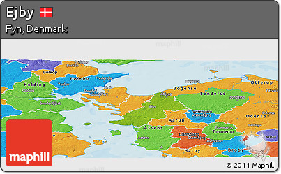 Physical Panoramic Map of Ejby, political outside