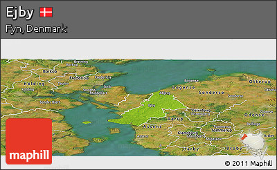 Physical Panoramic Map of Ejby, satellite outside