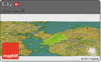 Physical Panoramic Map of Ejby, satellite outside