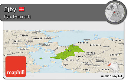 Physical Panoramic Map of Ejby, shaded relief outside
