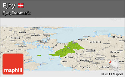 Physical Panoramic Map of Ejby, shaded relief outside