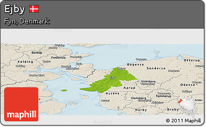 Physical Panoramic Map of Ejby, shaded relief outside