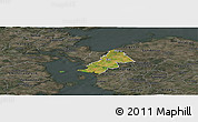 Satellite Panoramic Map of Ejby, darken, semi-desaturated