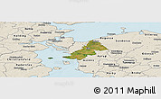 Satellite Panoramic Map of Ejby, shaded relief outside