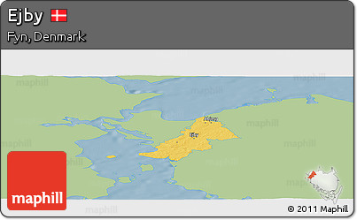 Savanna Style Panoramic Map of Ejby, single color outside