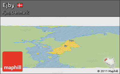 Savanna Style Panoramic Map of Ejby, single color outside