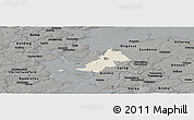 Shaded Relief Panoramic Map of Ejby, darken, semi-desaturated